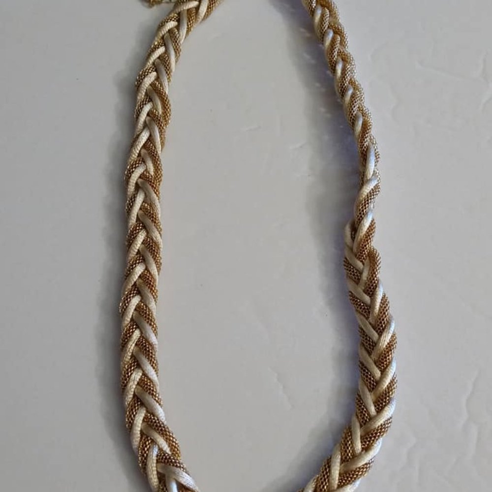Gold & White twisted rope necklace